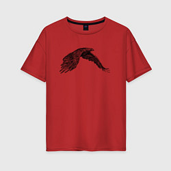 Футболка оверсайз женская Орёл в полёте, цвет: красный