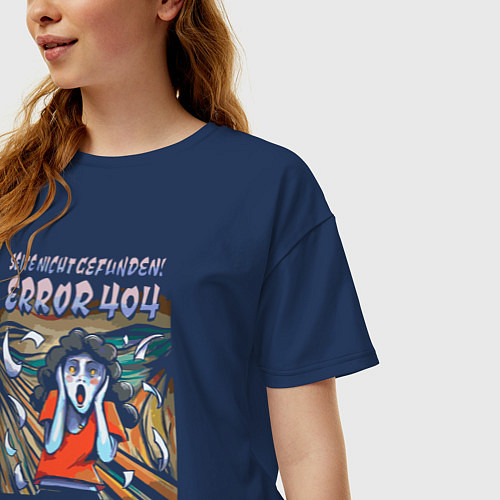 Женская футболка оверсайз Seite night gefunden error 404 / Тёмно-синий – фото 3