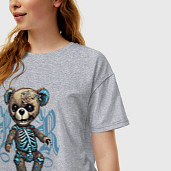 Футболка оверсайз женская Плюшевый мишка зомби, цвет: меланж — фото 2