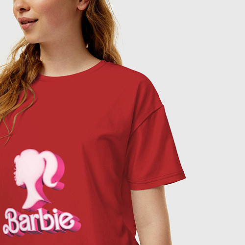 Женская футболка оверсайз Барби - объемная фигурка / Красный – фото 3