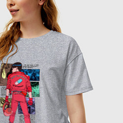 Футболка оверсайз женская Канеда из аниме акира, цвет: меланж — фото 2