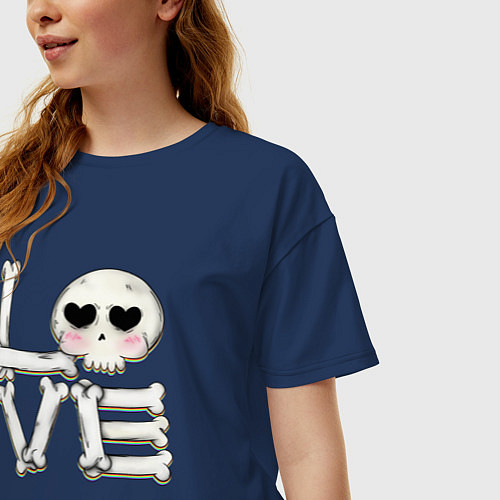 Женская футболка оверсайз Любовь на костях / Тёмно-синий – фото 3