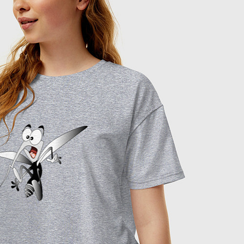 Женская футболка оверсайз Напуганный-комар / Меланж – фото 3