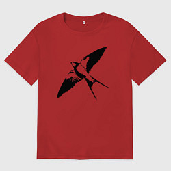 Женская футболка оверсайз Ласточка парит трафарет