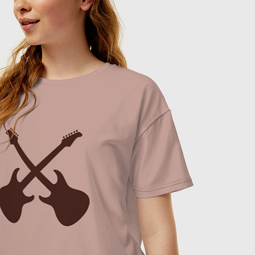 Женская футболка оверсайз Guitars style / Пыльно-розовый – фото 3