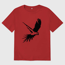 Женская футболка оверсайз Попугай летит трафарет