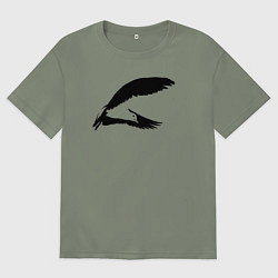 Футболка оверсайз женская Чайка трафарет, цвет: авокадо