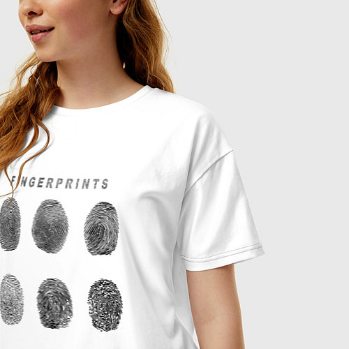 Женская футболка оверсайз Fingerprints / Белый – фото 3