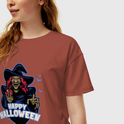 Футболка оверсайз женская Witch halloween, цвет: кирпичный — фото 2