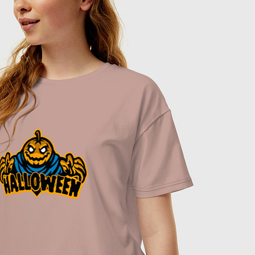 Женская футболка оверсайз Hello halloween / Пыльно-розовый – фото 3