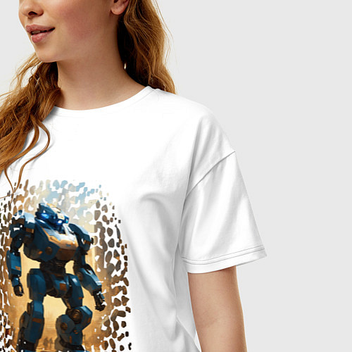 Женская футболка оверсайз Робот железный компаньон / Белый – фото 3