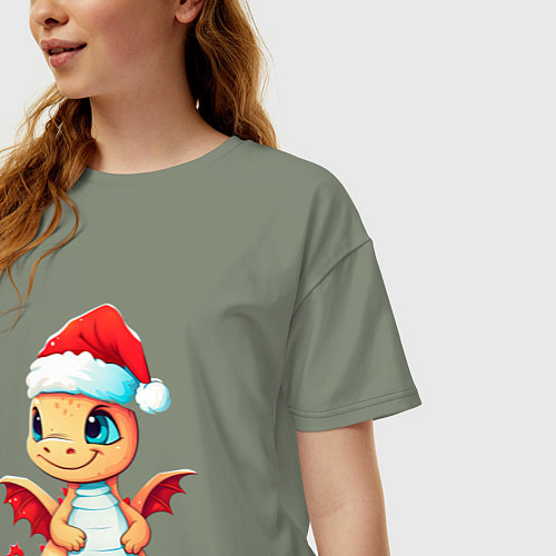 Женская футболка оверсайз Милый дракончик 2024 / Авокадо – фото 3