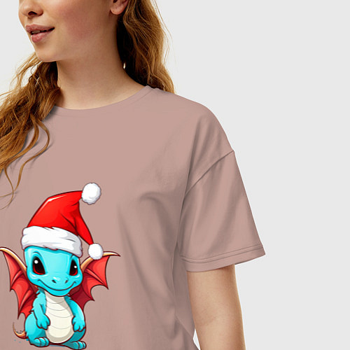 Женская футболка оверсайз Маленький дракоша / Пыльно-розовый – фото 3