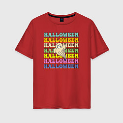 Футболка оверсайз женская Ghost halloween, цвет: красный