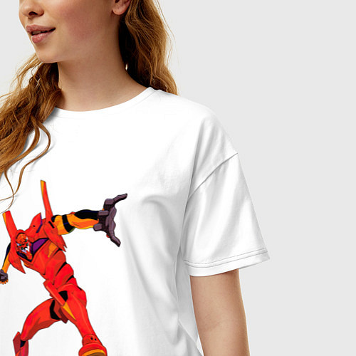 Женская футболка оверсайз Аска пилот био-робота ева 02 / Белый – фото 3