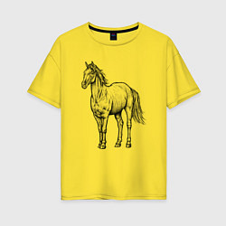 Футболка оверсайз женская Лошадь стоит, цвет: желтый