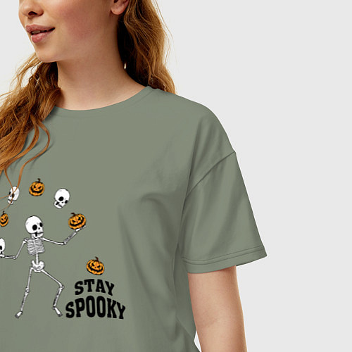 Женская футболка оверсайз Stay spooky / Авокадо – фото 3