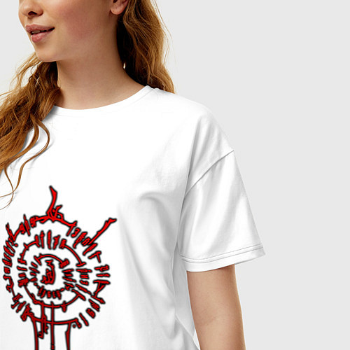 Женская футболка оверсайз Astarion - red symbol / Белый – фото 3