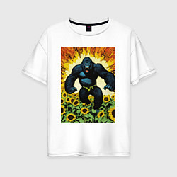 Футболка оверсайз женская Разъяренная горилла, цвет: белый