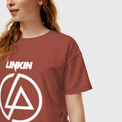 Футболка оверсайз женская Linkin Park logo, цвет: кирпичный — фото 2