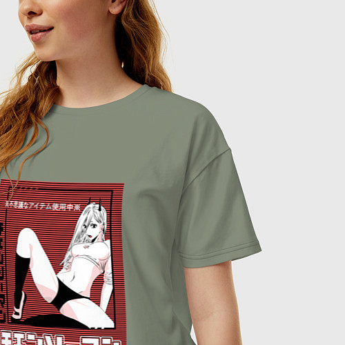 Женская футболка оверсайз Chainsaw power / Авокадо – фото 3