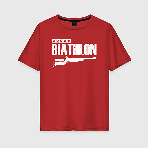 Женская футболка оверсайз Biathlon - снайпер / Красный – фото 1