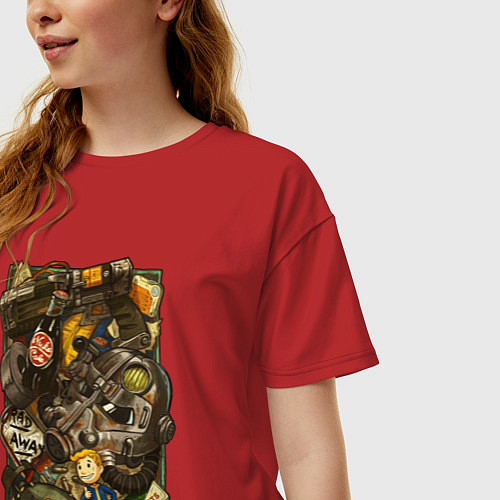 Женская футболка оверсайз Fallout swag / Красный – фото 3