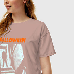 Футболка оверсайз женская Halloween day, цвет: пыльно-розовый — фото 2