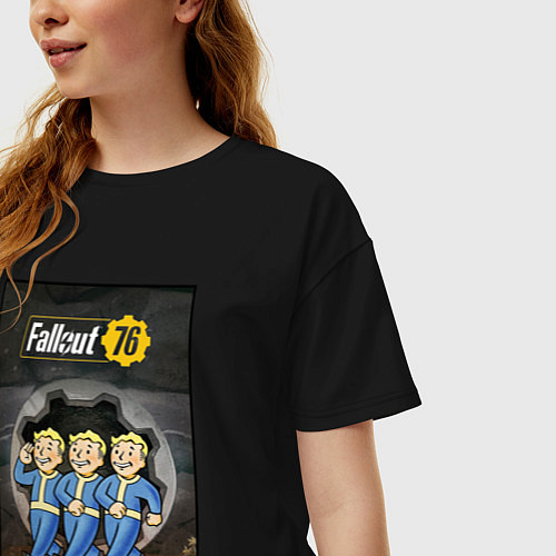 Женская футболка оверсайз Fallaut - vault boys / Черный – фото 3