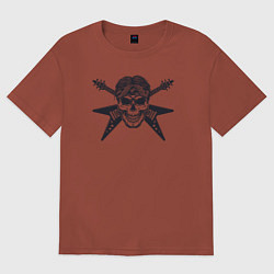 Футболка оверсайз женская Skull rock, цвет: кирпичный