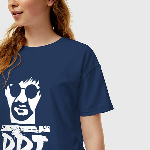 Женская футболка оверсайз DDT - Юрий Шевчук / Тёмно-синий – фото 3