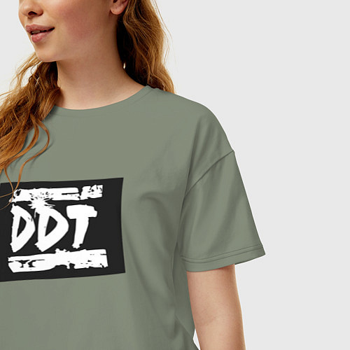 Женская футболка оверсайз ДДТ - логотип / Авокадо – фото 3