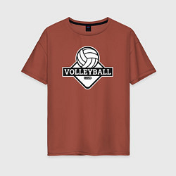 Футболка оверсайз женская Volleyball club, цвет: кирпичный