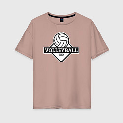 Футболка оверсайз женская Volleyball club, цвет: пыльно-розовый