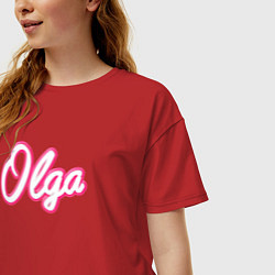 Футболка оверсайз женская Ольга в стиле Барби - объемный шрфит, цвет: красный — фото 2