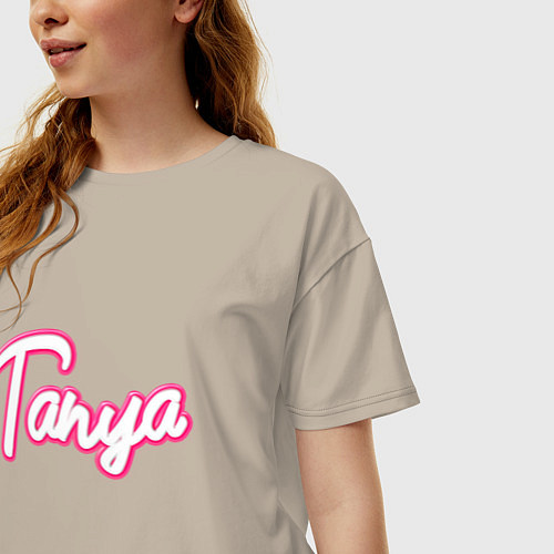 Женская футболка оверсайз Таня в стиле Барби / Миндальный – фото 3