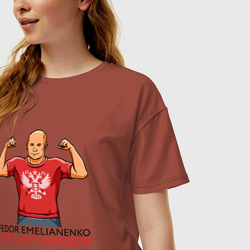 Женская футболка оверсайз Федор в футболке / Кирпичный – фото 3
