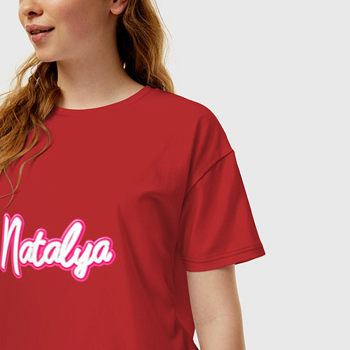 Женская футболка оверсайз Наталья в стиле барби / Красный – фото 3
