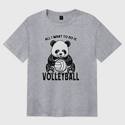 Футболка оверсайз женская Panda volleyball, цвет: меланж