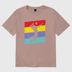 Футболка оверсайз женская Bright volleyball, цвет: пыльно-розовый