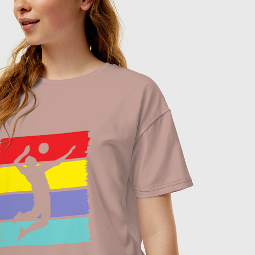 Женская футболка оверсайз Bright volleyball / Пыльно-розовый – фото 3