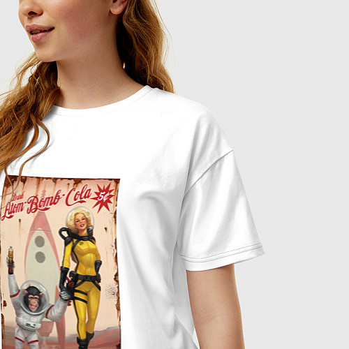 Женская футболка оверсайз Fallout - atom bomb cola / Белый – фото 3