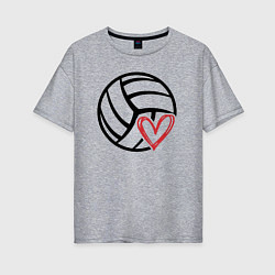Футболка оверсайз женская Heart volleyball, цвет: меланж