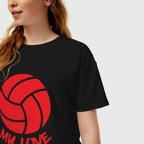Женская футболка оверсайз Volleyball my love / Черный – фото 3