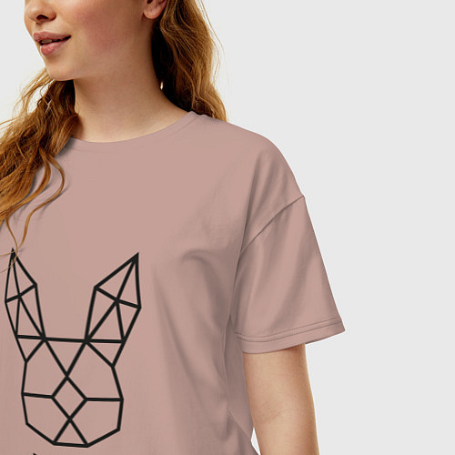 Женская футболка оверсайз Полигональный кролик / Пыльно-розовый – фото 3