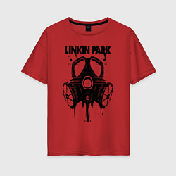 Футболка оверсайз женская Linkin Park - gas mask, цвет: красный