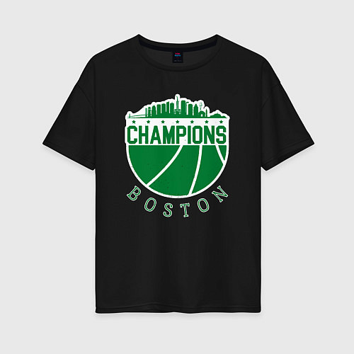 Женская футболка оверсайз Boston champions / Черный – фото 1