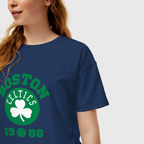 Женская футболка оверсайз Boston Celtics 1986 / Тёмно-синий – фото 3