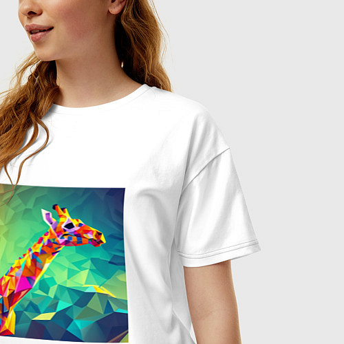 Женская футболка оверсайз Жираф кубизм / Белый – фото 3
