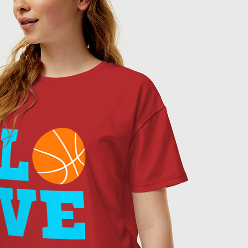 Женская футболка оверсайз Любовь к баскетболу / Красный – фото 3